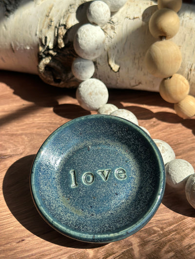 Blue ceramic love wish dish