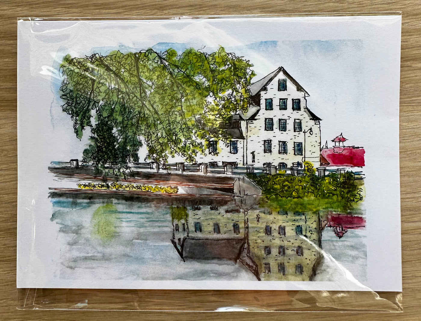 Cedarburg Watercolor and Pen Postcard