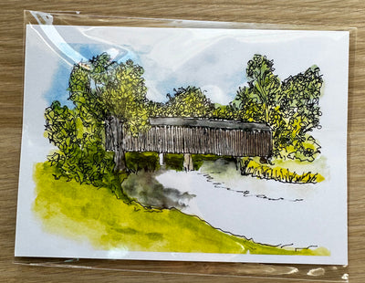 Cedarburg Watercolor and Pen Postcard