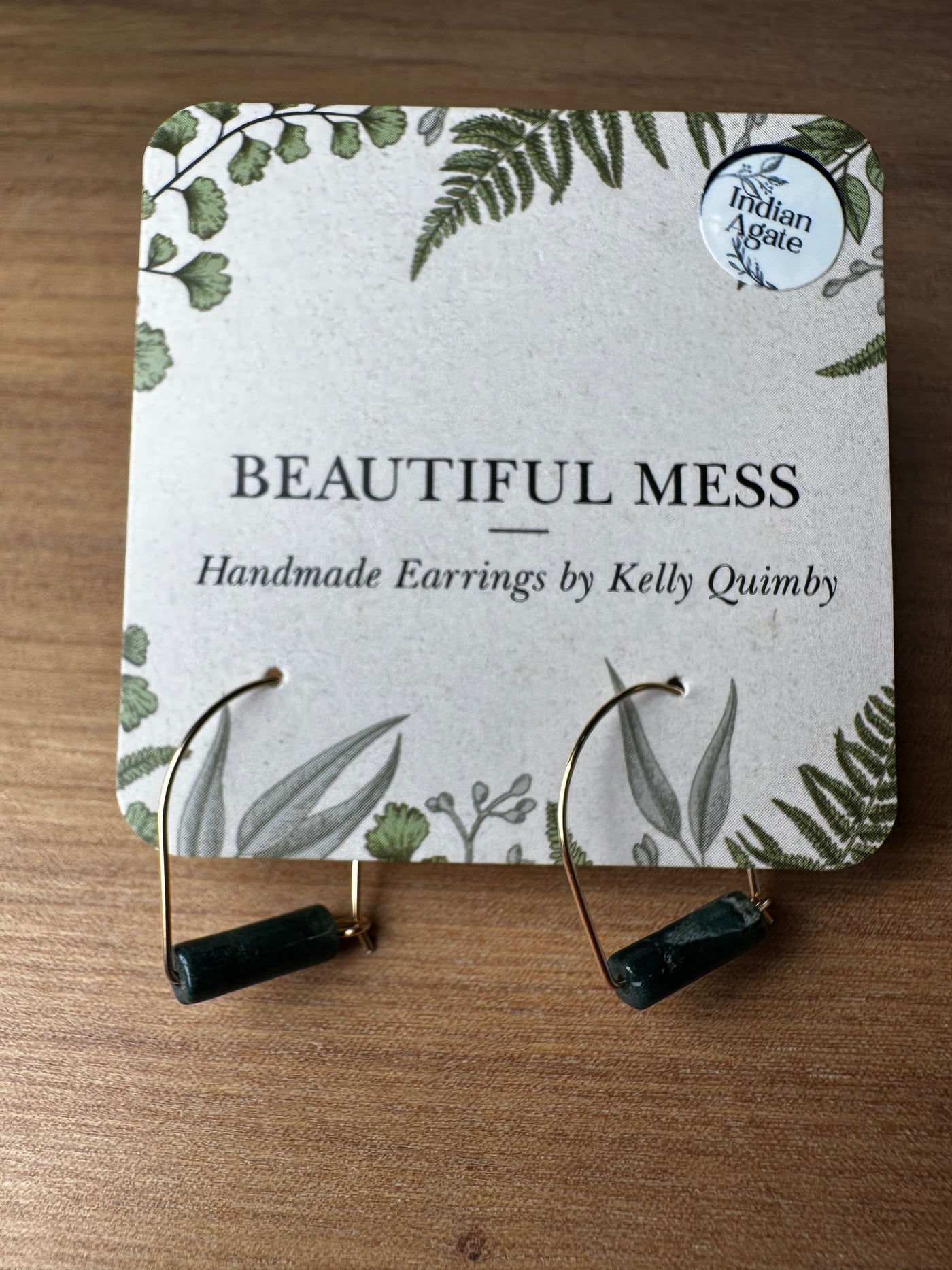 Arc Semi Precious Stone and Wire Earrings
