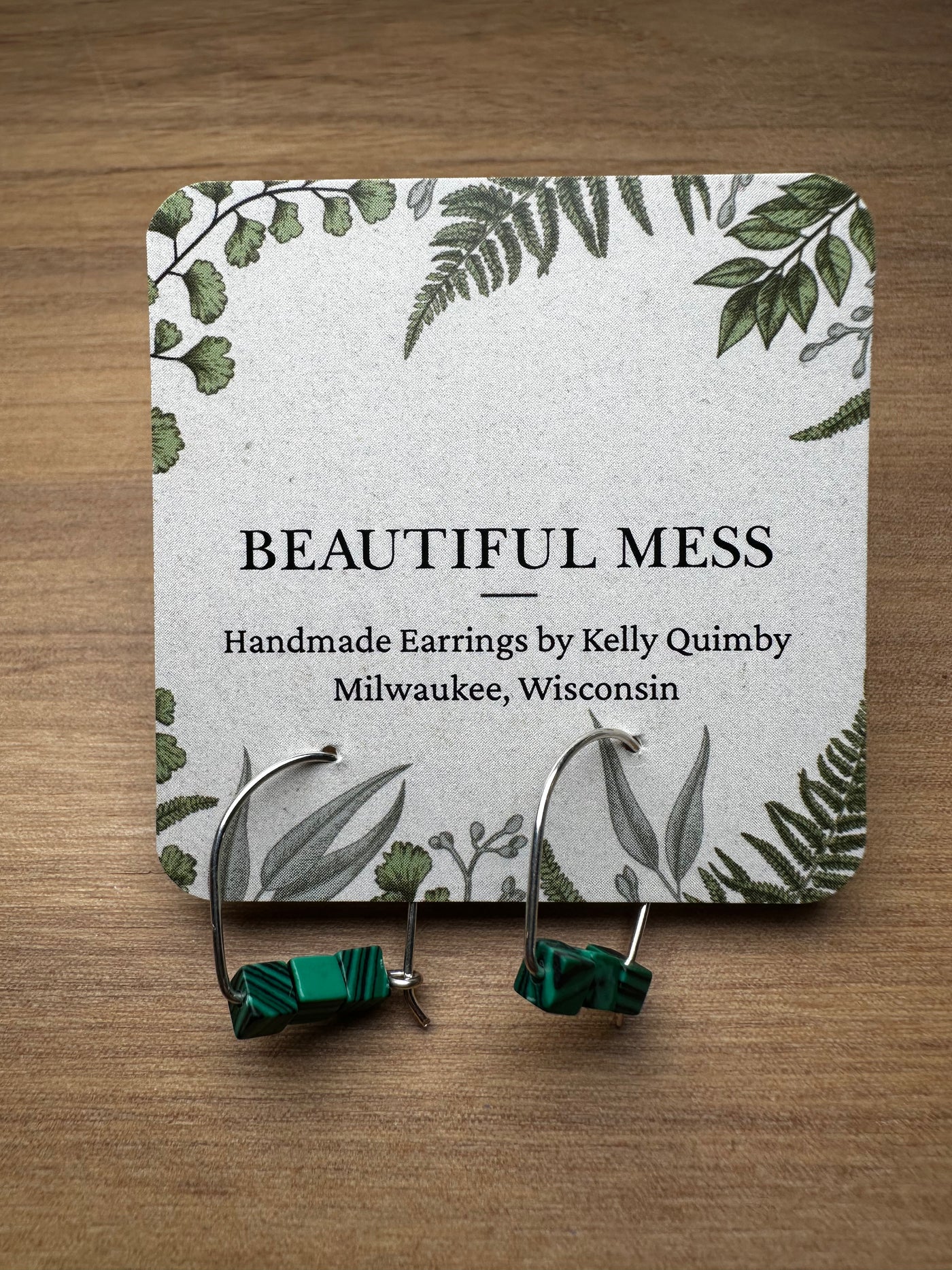 Arc Semi Precious Stone and Wire Earrings