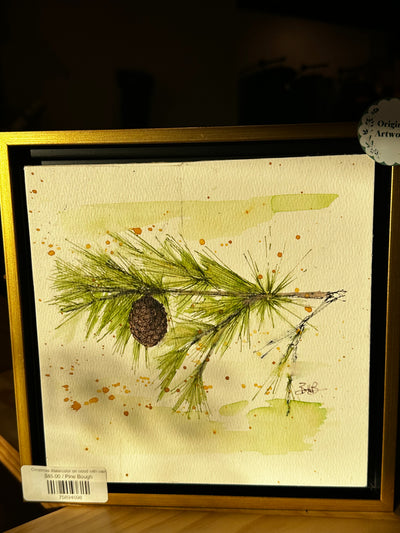 Christmas Watercolor on wood with wax