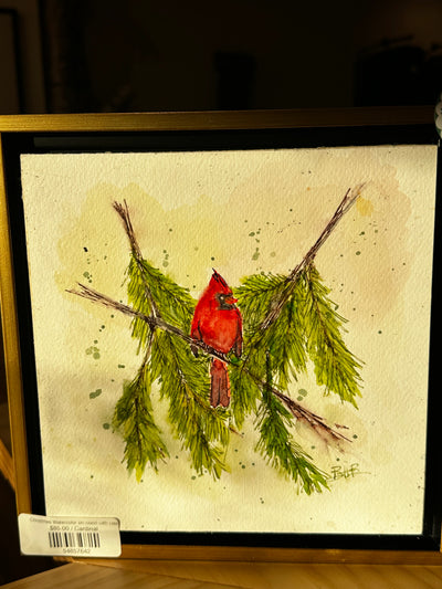 Christmas Watercolor on wood with wax