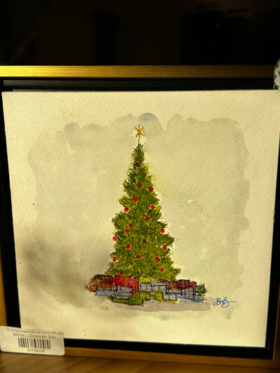 Christmas Watercolor on wood with wax