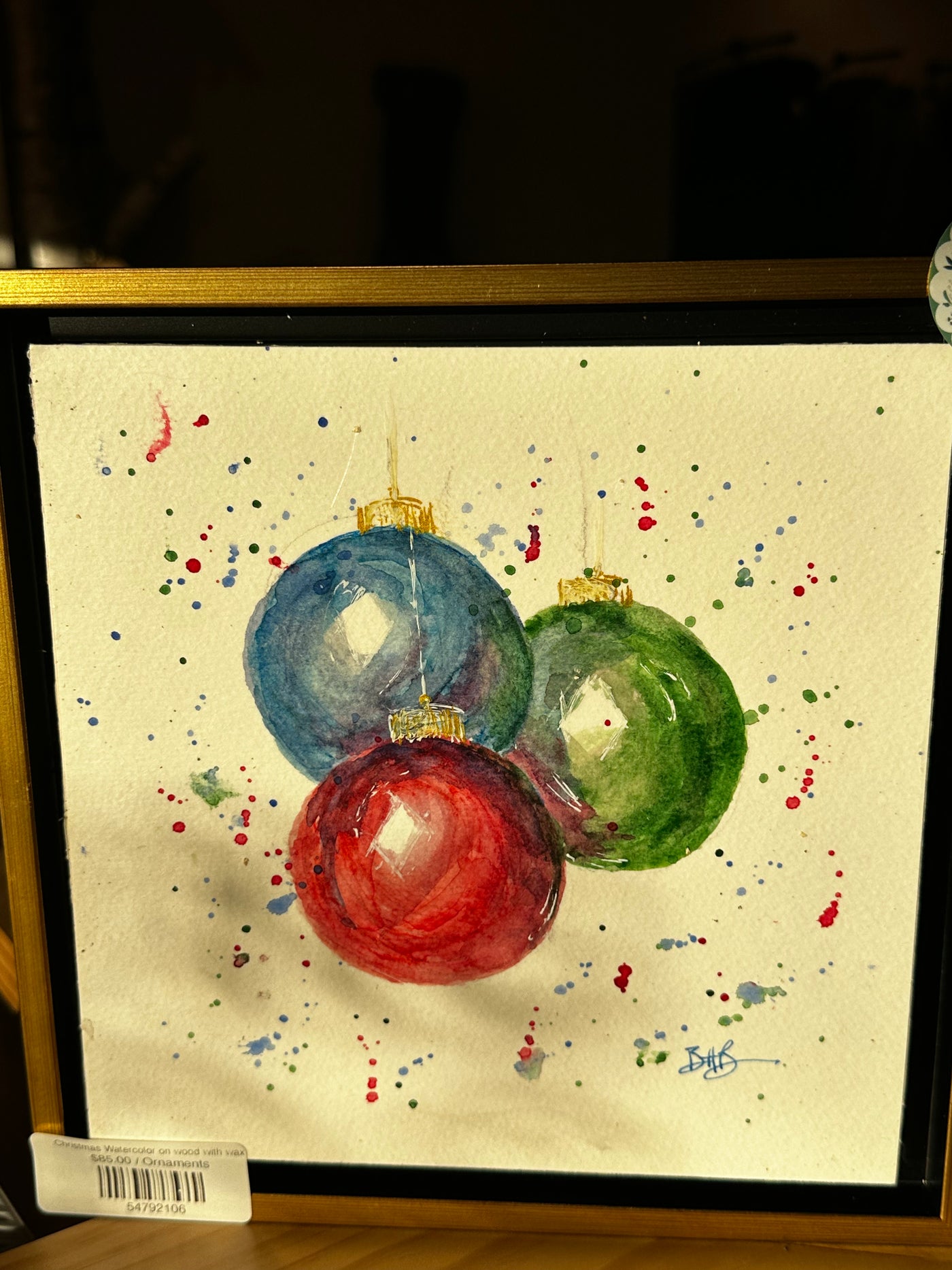 Christmas Watercolor on wood with wax