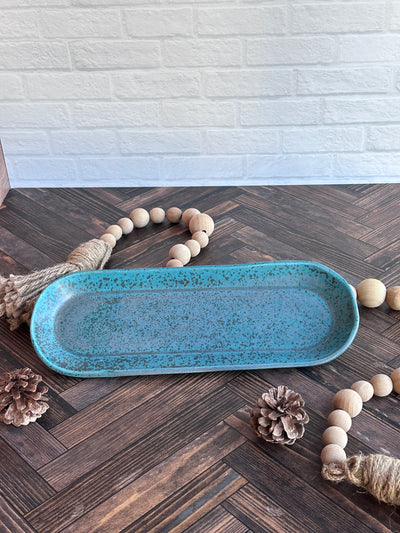medium teal handmade ceramic tray