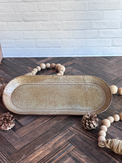 large handmade natural ceramic tray
