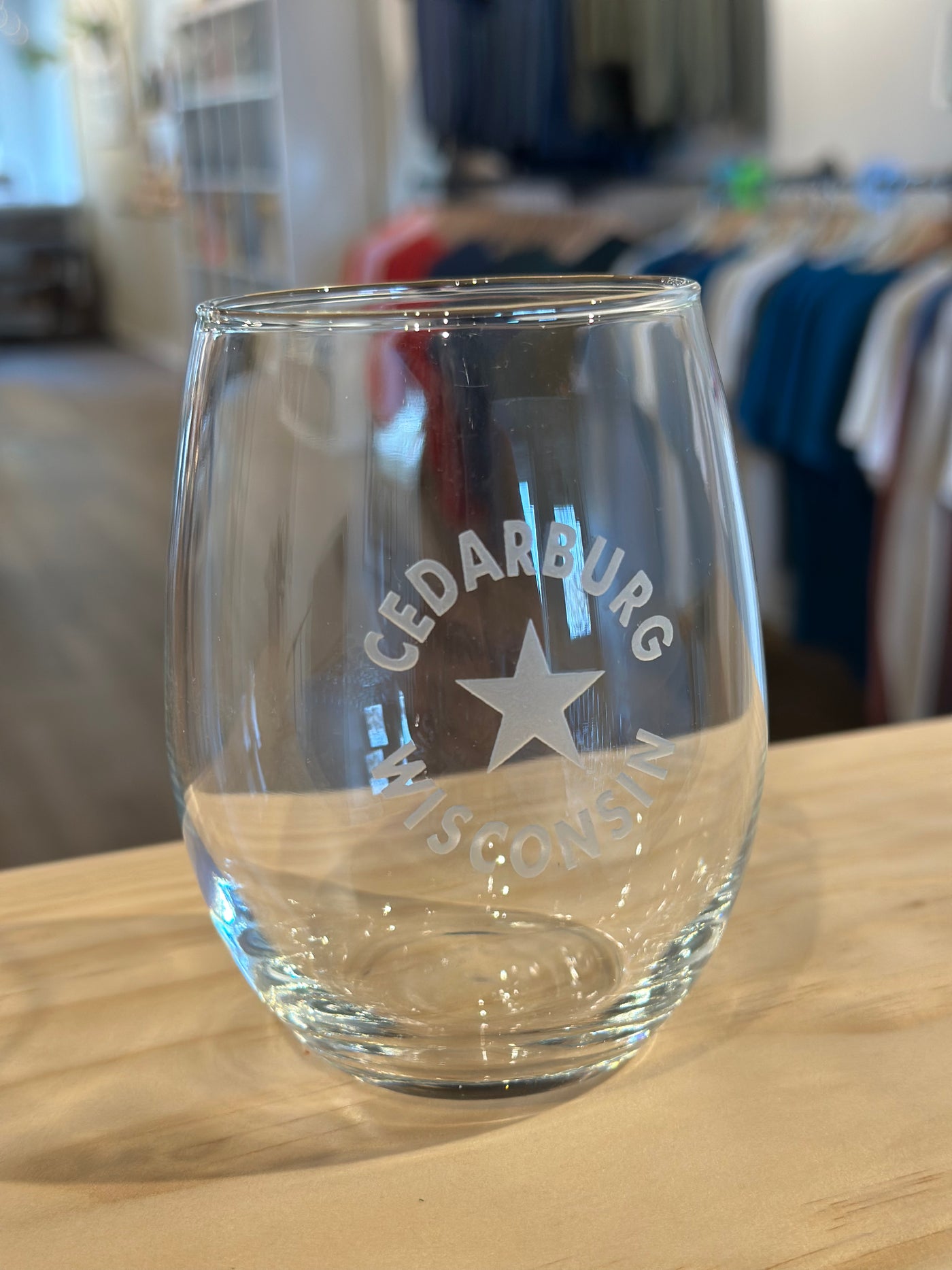 Cedarburg Star Stemless Wine Glass