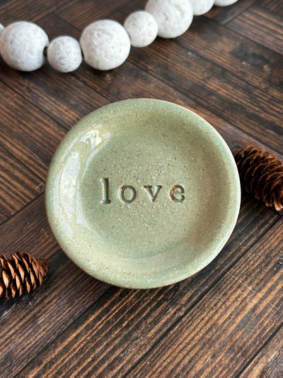 Succulent green love ceramic wish dish