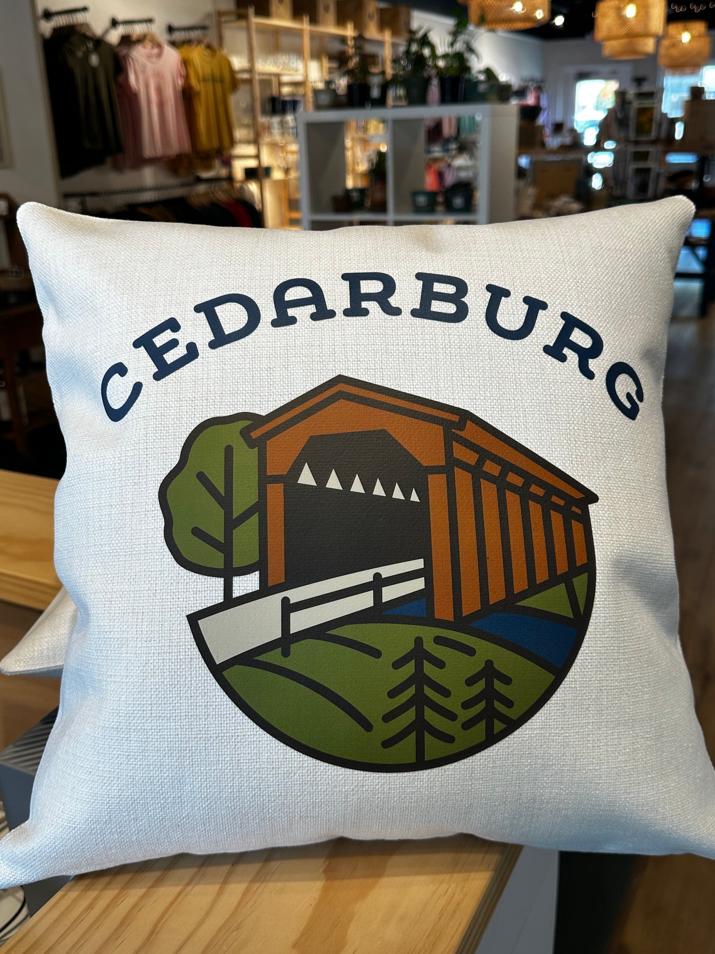 Covered Bridge Square Pillow