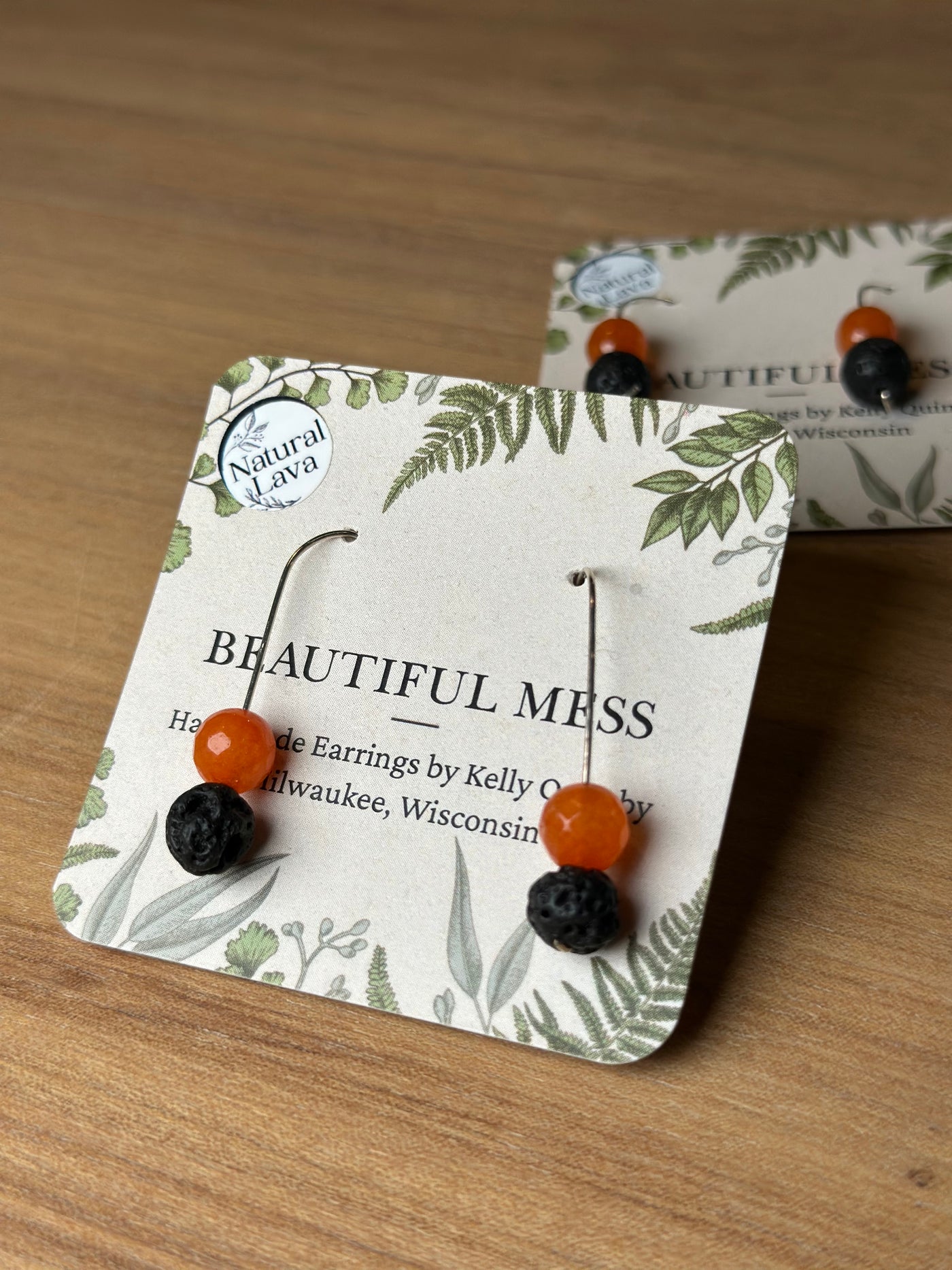 Orange and Black Artisan Made Earrings