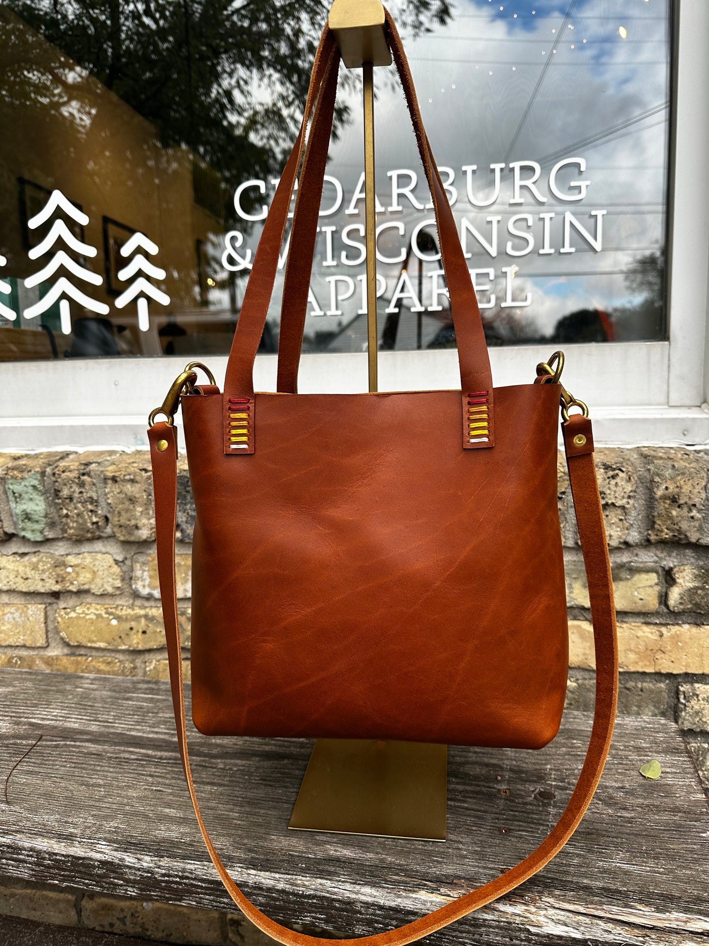 Mini Leather Crossbody Tote Bag