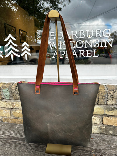 Mini Leather Crossbody Tote Bag