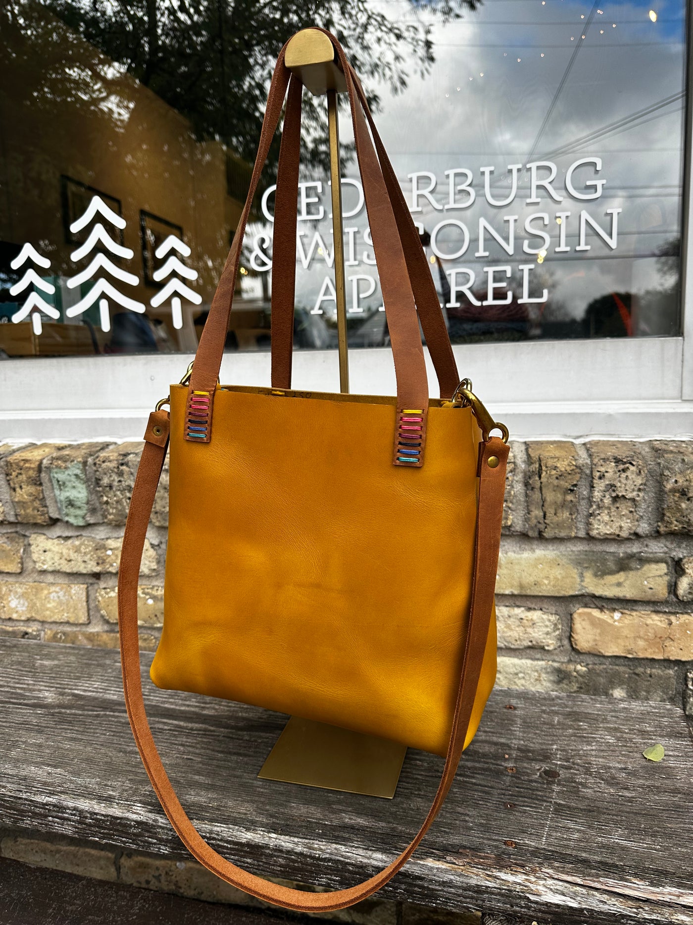 Mini Leather Crossbody Tote Bag