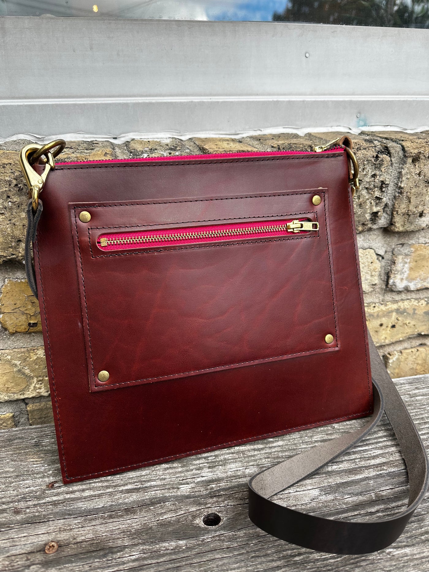 Leather Zipper Crossbody Purse