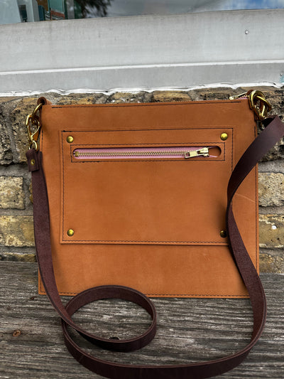 Leather Zipper Crossbody Purse