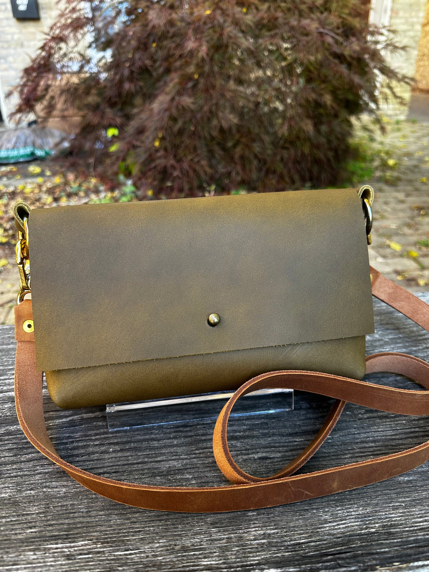 Leather Foldover Crossbody Bag