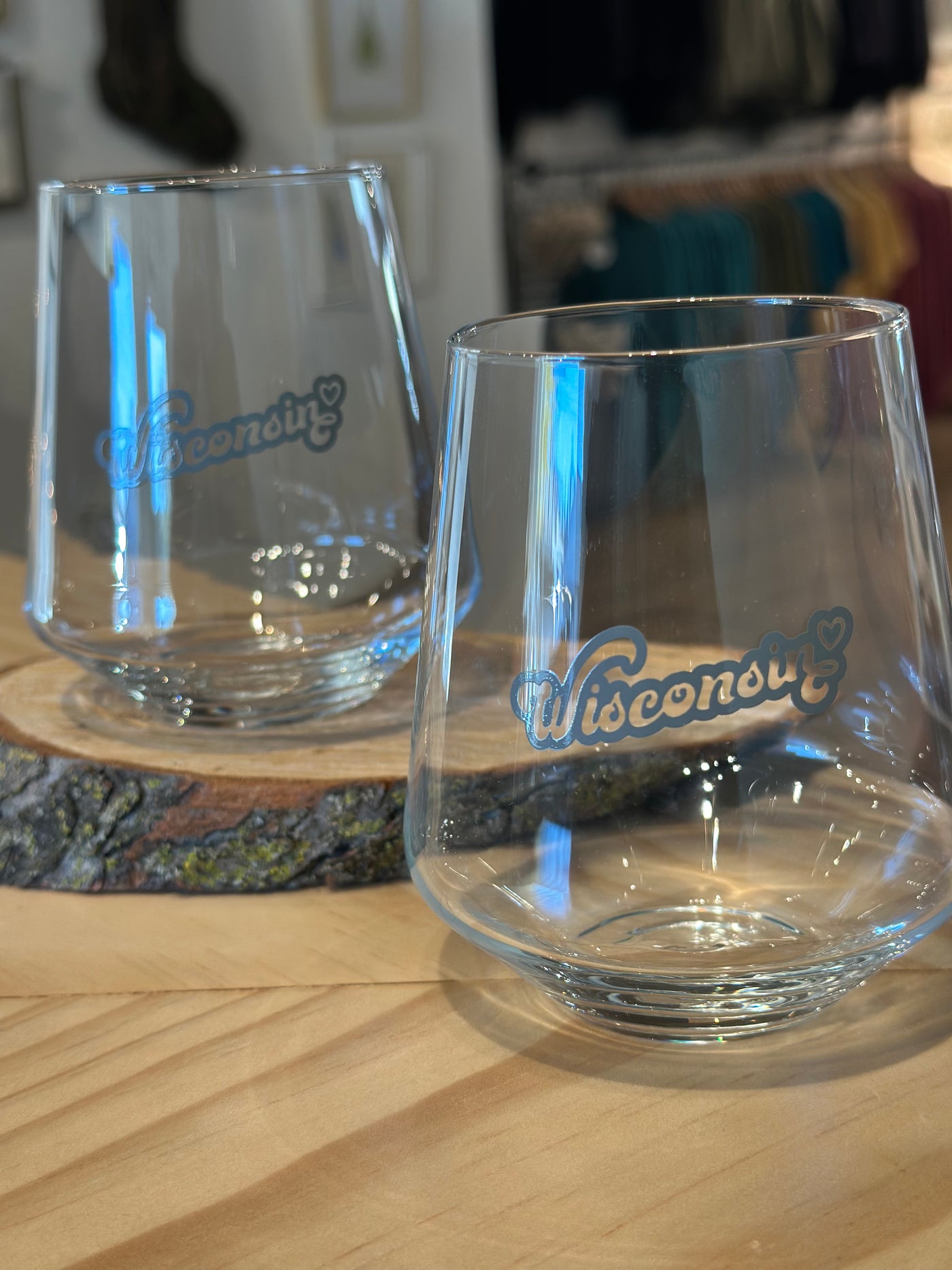 Wisconsin Love Stemless Wine Glass