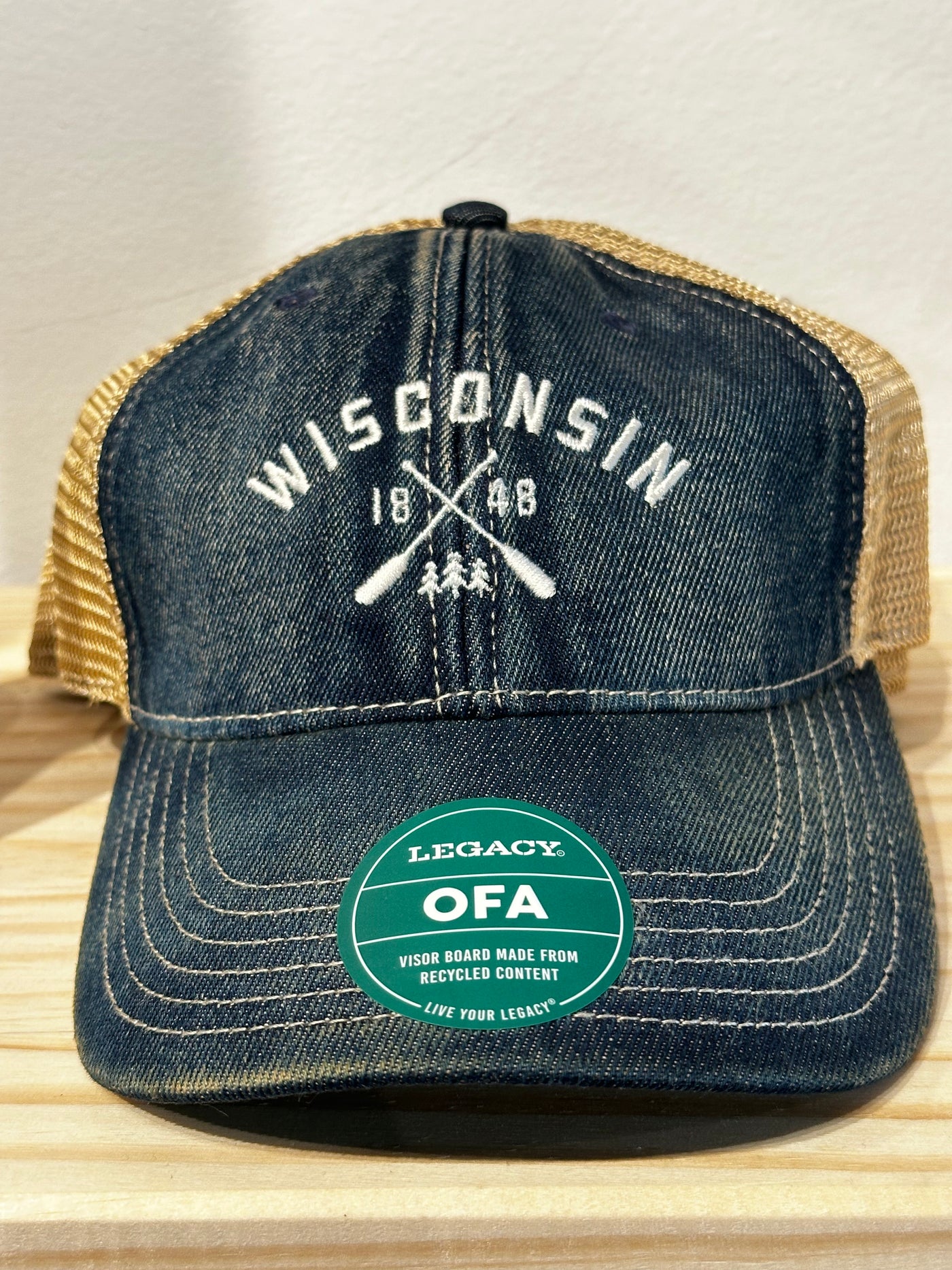 Wisconisn  Paddle Trucker Hat in denim and khaki