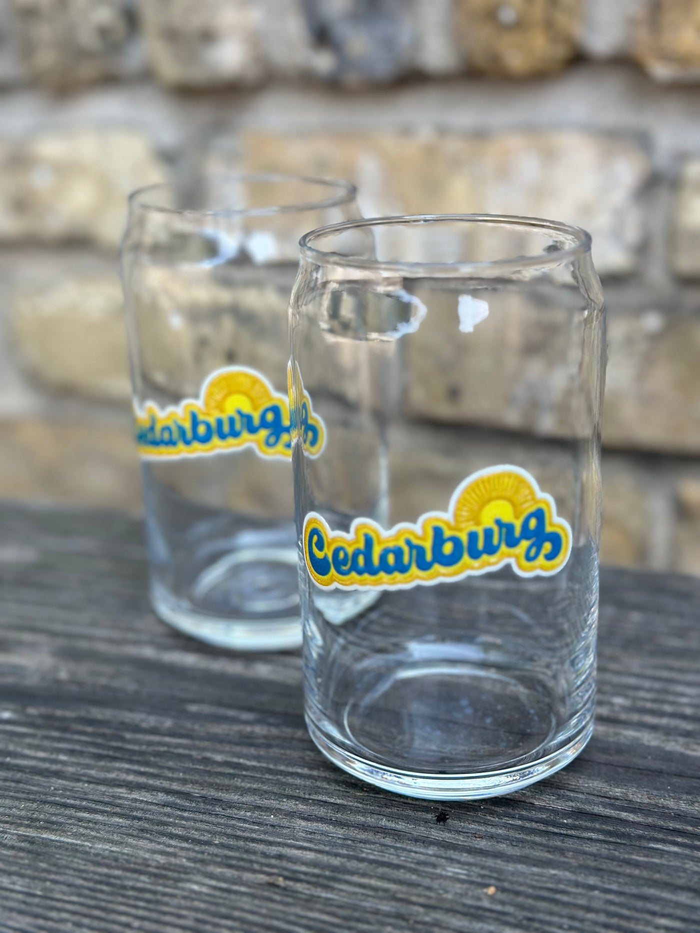 Cedarburg Sun Embossed Can Glass