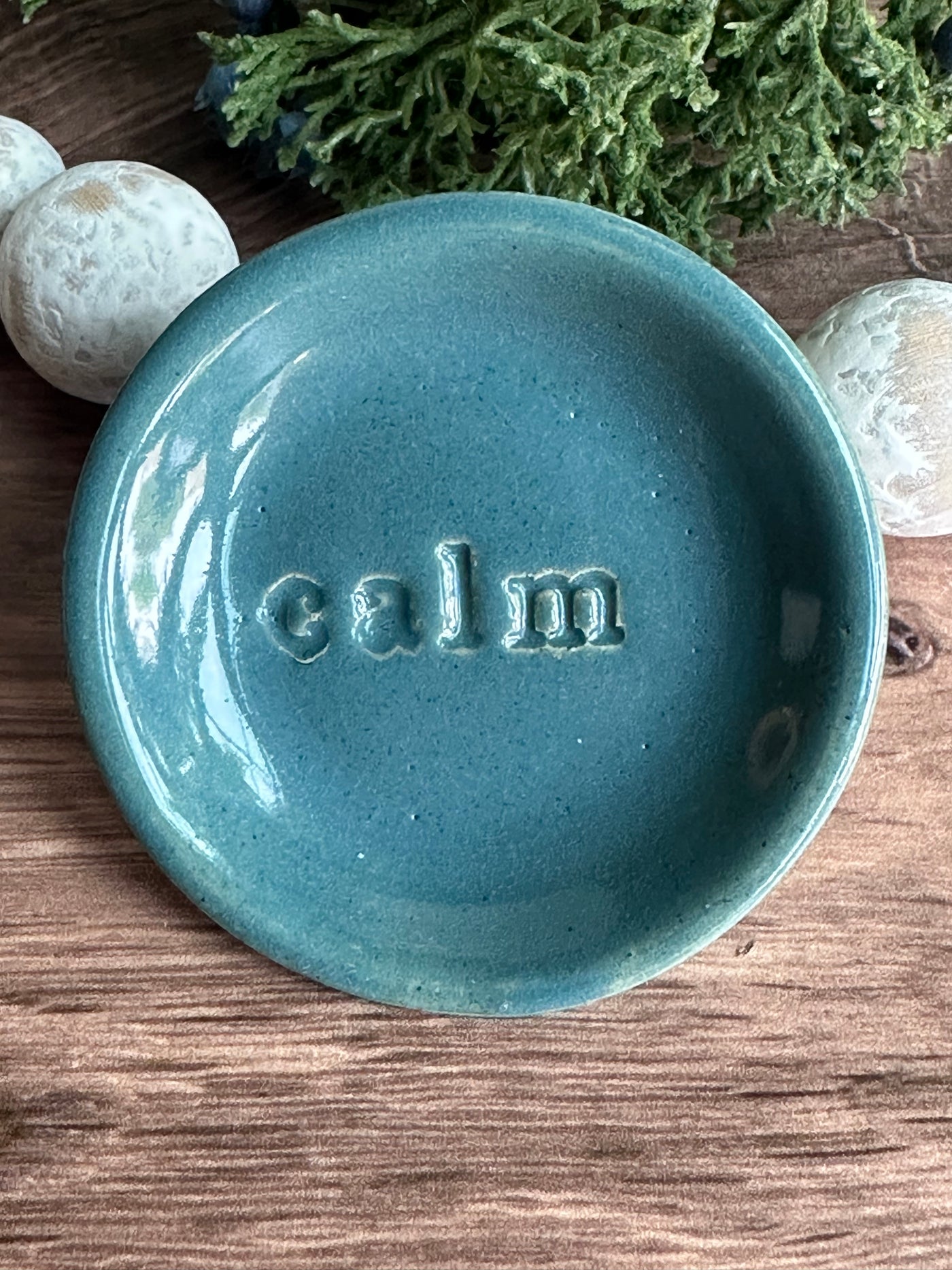 Peacock Blue ceramic calm wish dish