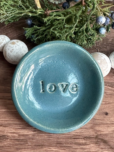 Peacock blue ceramic love wish dish