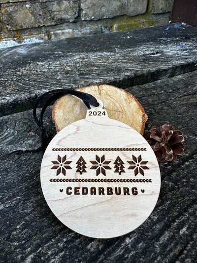 Cedarburg snowflake maple three inch Christmas ornament