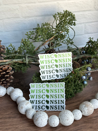 Wisconsin ombre vinyl sticker in green