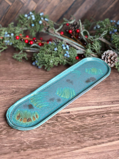 extra small teal handmade ceramic tray