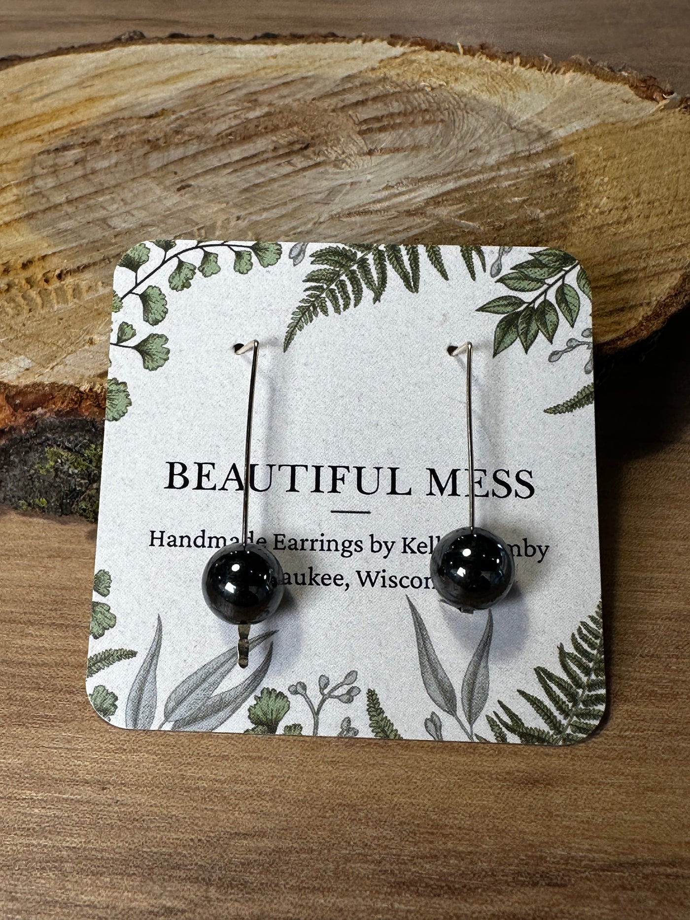 Hammered Wire Semi Precious Stone Earrrings