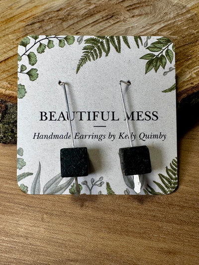 Hammered Wire Semi Precious Stone Earrrings