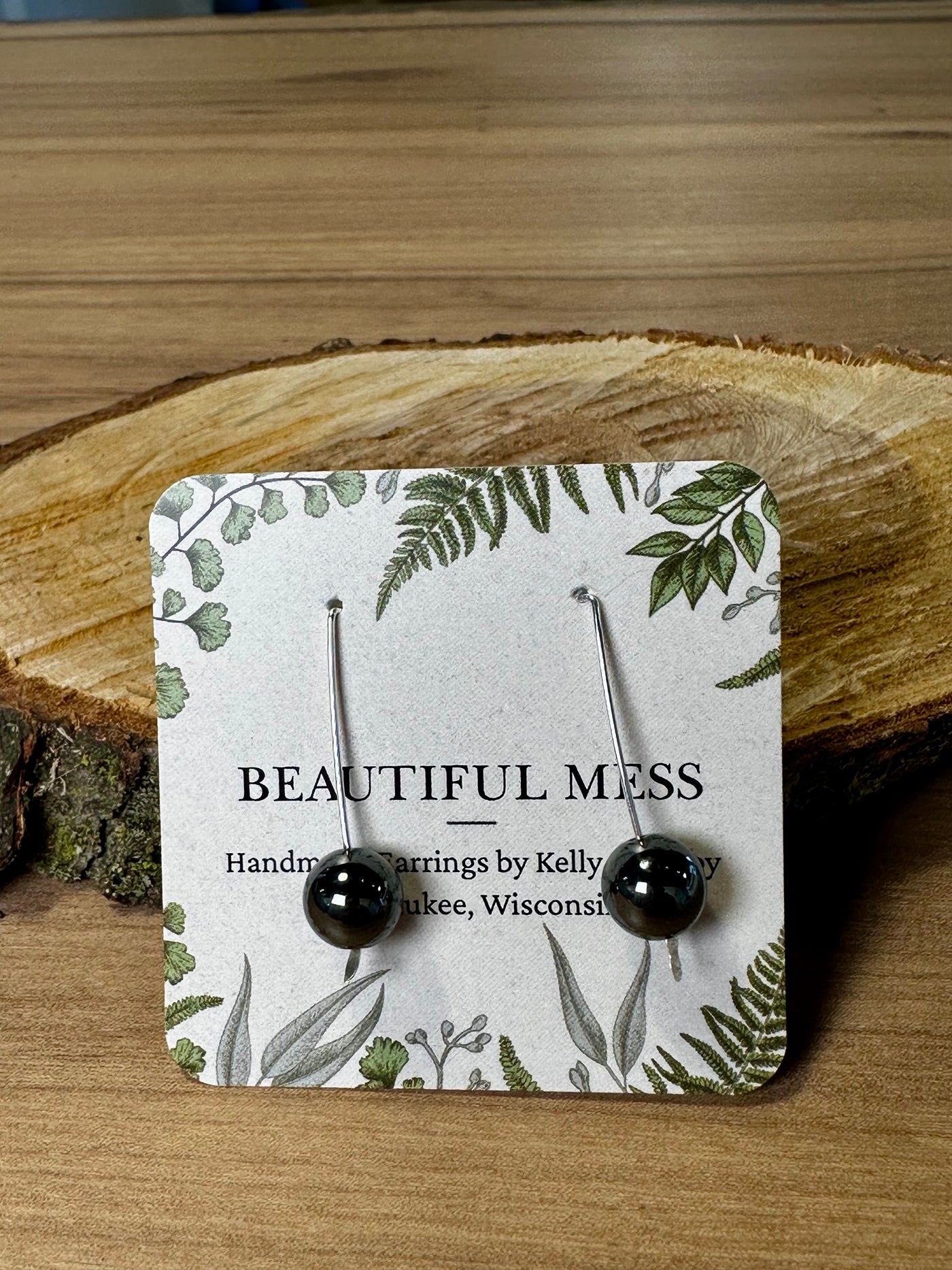 Hammered Wire Semi Precious Stone Earrrings
