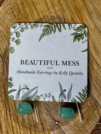 Hammered Wire Semi Precious Stone Earrrings