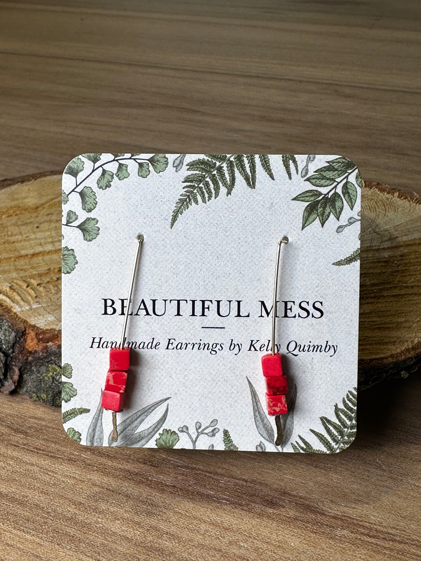 Hammered Wire Semi Precious Stone Earrrings
