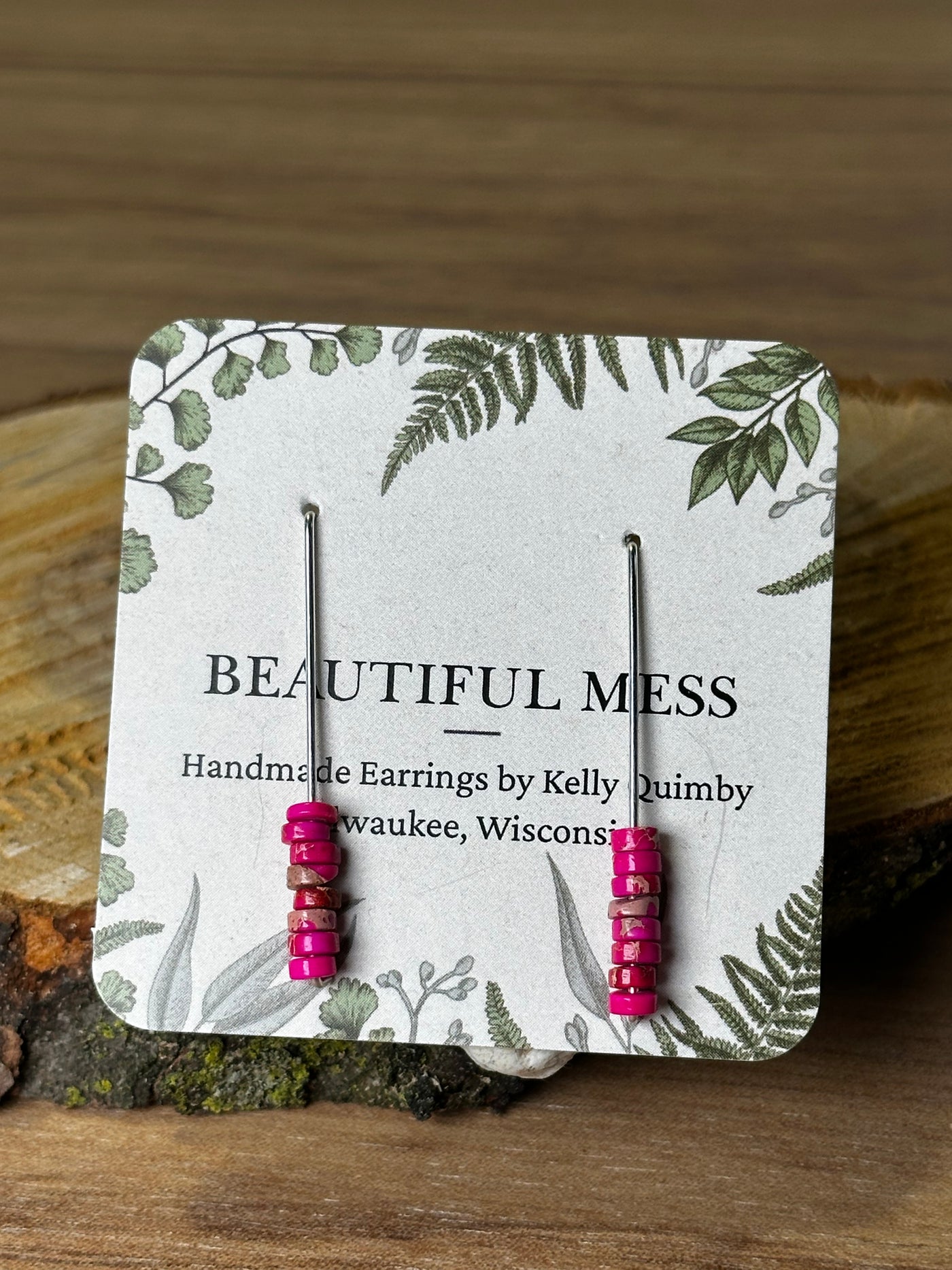 Hammered Wire Semi Precious Stone Earrrings