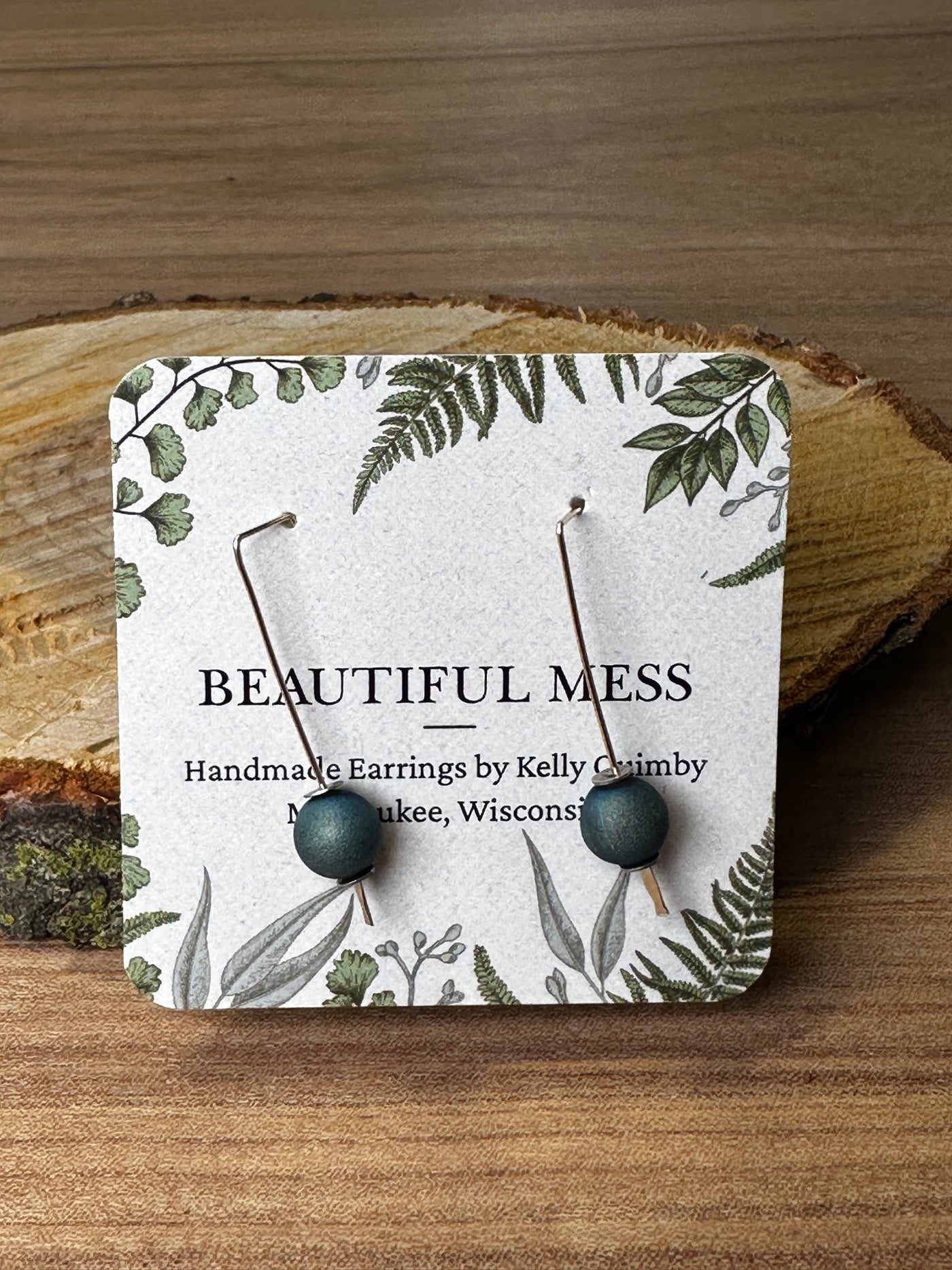 Hammered Wire Semi Precious Stone Earrrings