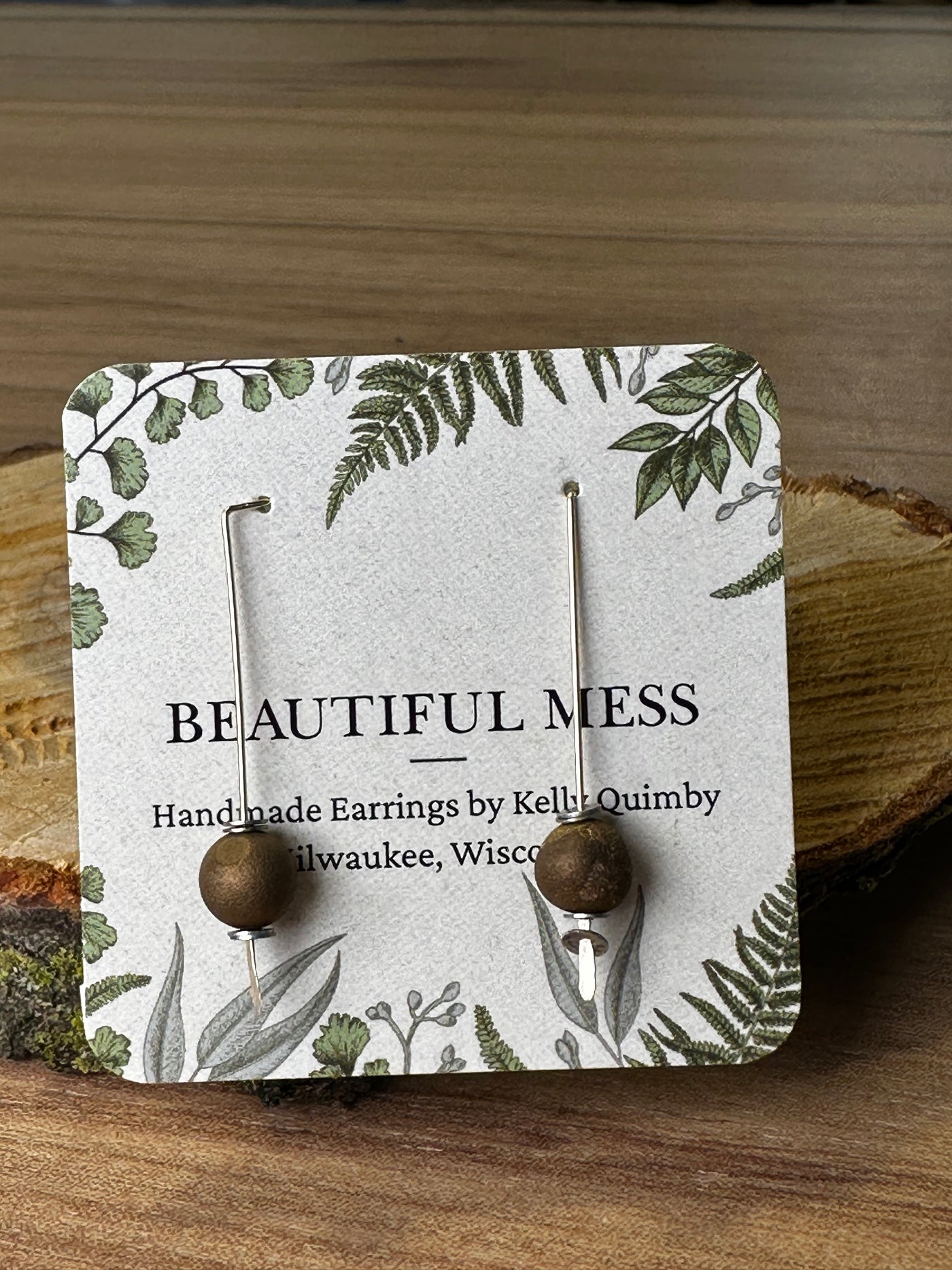 Hammered Wire Semi Precious Stone Earrrings