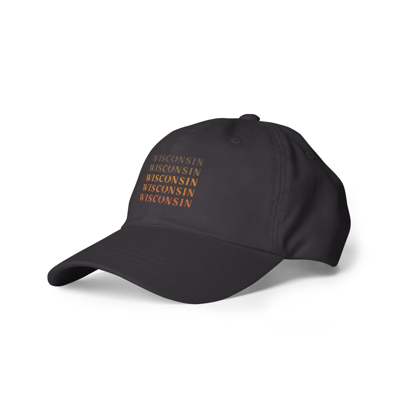 Brown dad hat with Wisconsin buck ombre design
