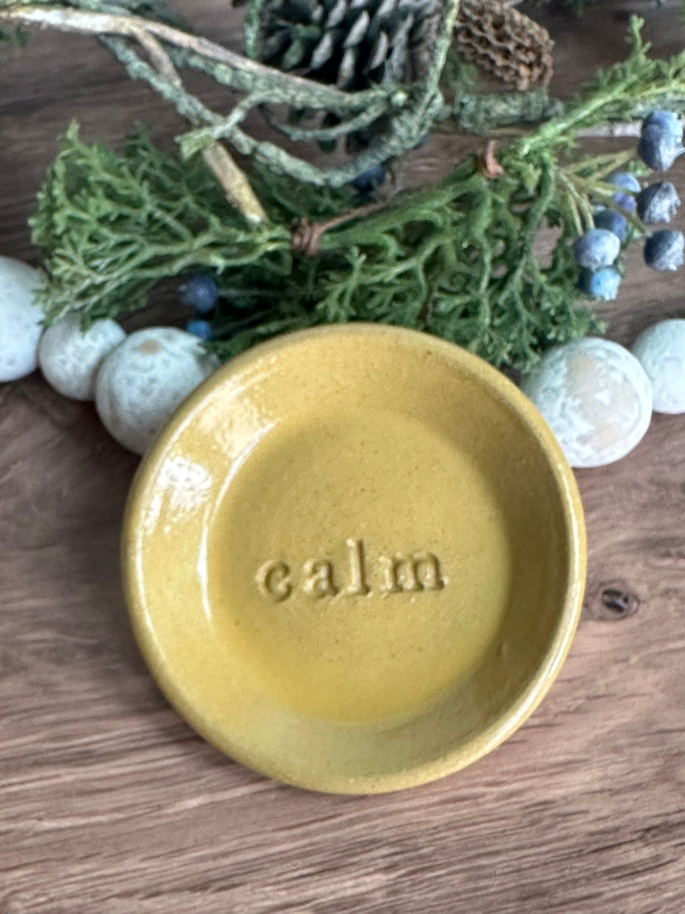 mustard ceramic calm wish dish