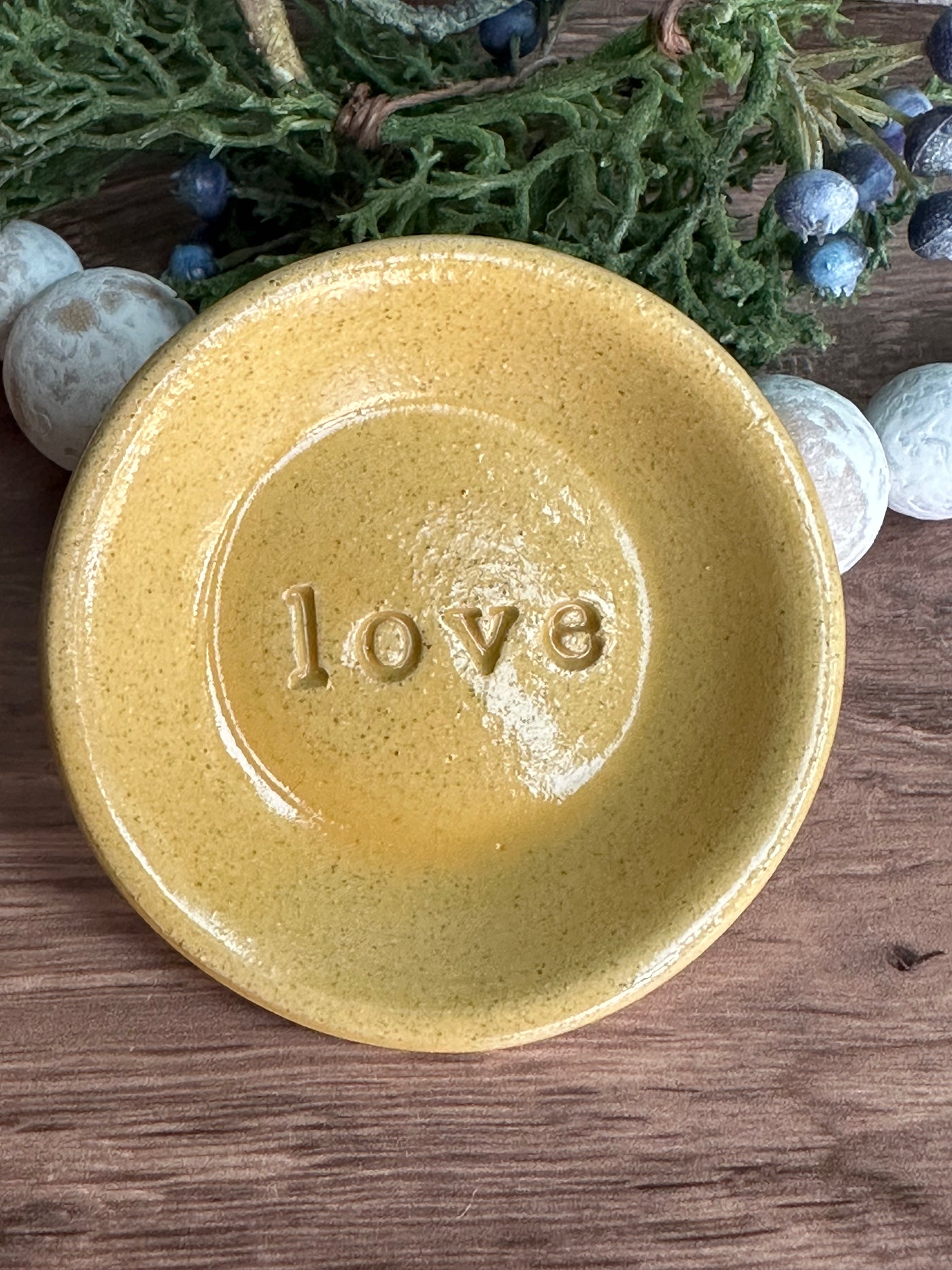mustard ceramic love wish dish