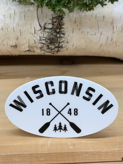 Wisconsin paddle white oval vinyl sticker