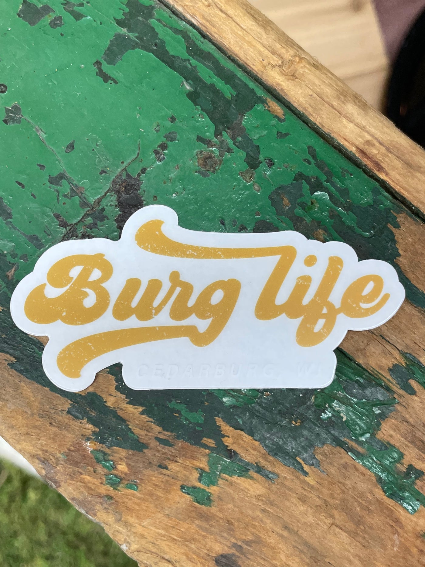 Burg Life Clear Vinyl Sticker with yellow printing