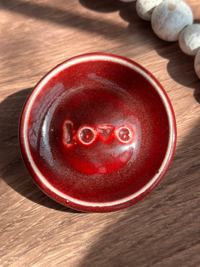 Red ceramic love wish dish