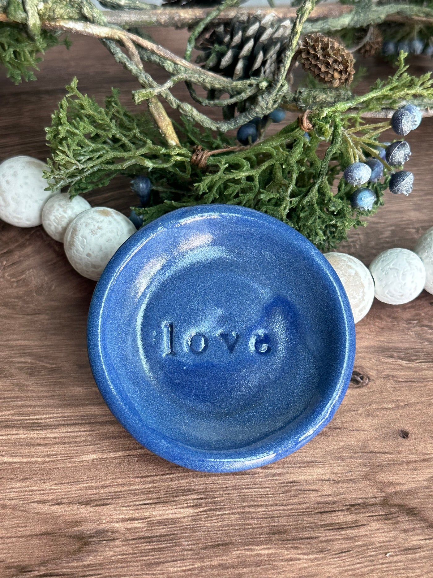 blue ceramic love wish dish