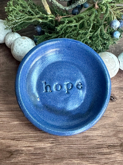 blue ceramic hope wish dish