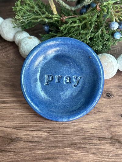 blue ceramic pray wish dish