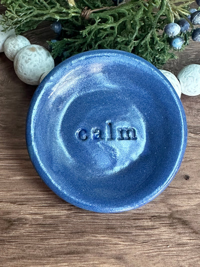 Blue ceramic calm wish dish