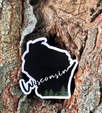 Wisconsin Evergreen Script vinyl sticker