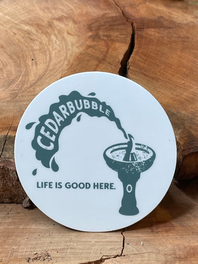 Teal Cedarbubble 3 inch round vinyl sticker