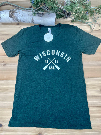 Wisconsin Paddle Evergreen Unisex Tee - Local Delivery